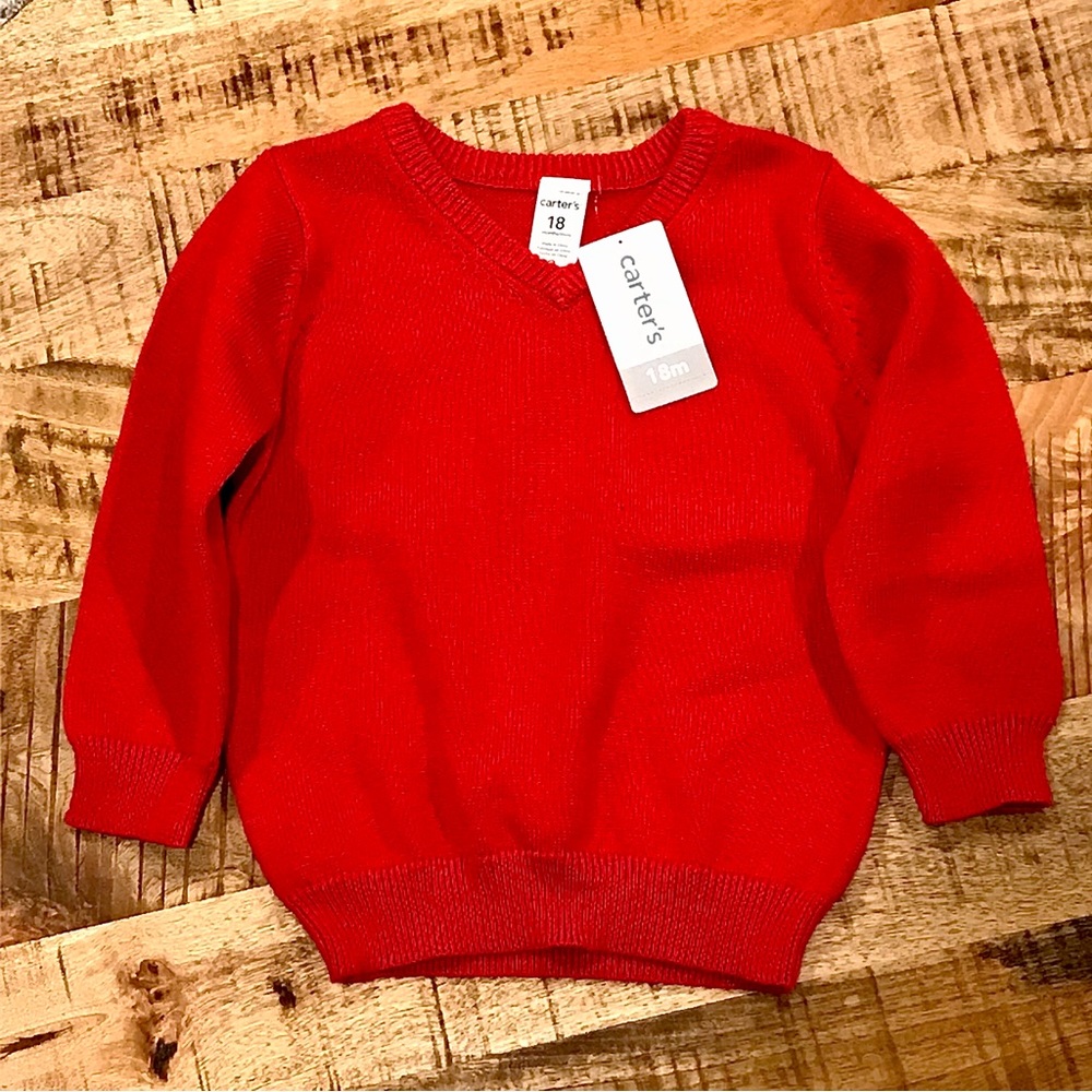 NWT✨ Carter’s 18 Months Boy Red V Neck Sweater
